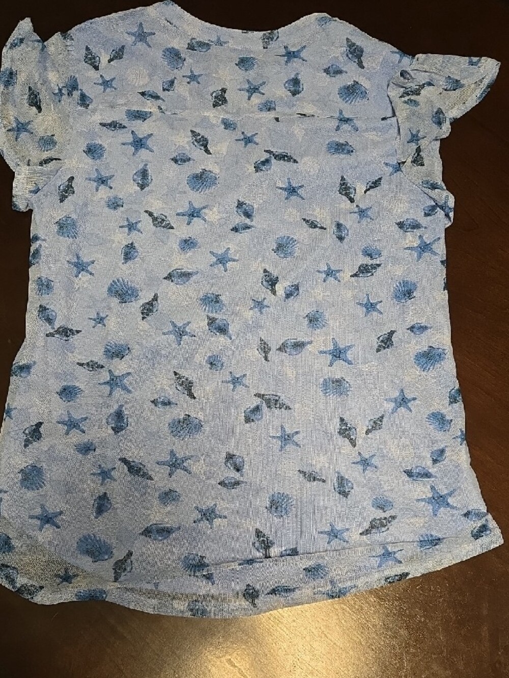 Kim Rogers Light Blue Seashell & Starfish Button-Front Top - Picture 3 of 3